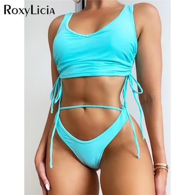 Sexy à lacets à bretelles rembourré Bikini femme maillot de bain femmes maillots de bain deux pièces Bikini ensemble baigneur maillot de bain bain dame