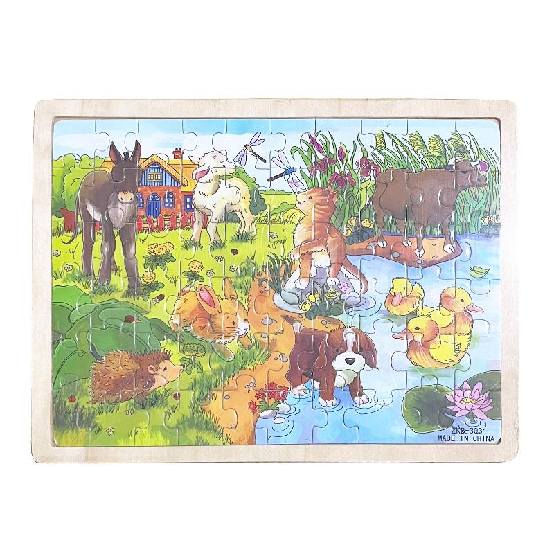 60 Pieces Wooden Puzzles for Kids Wood Jigsaw Puzzle Game Children Learning Educational Toys