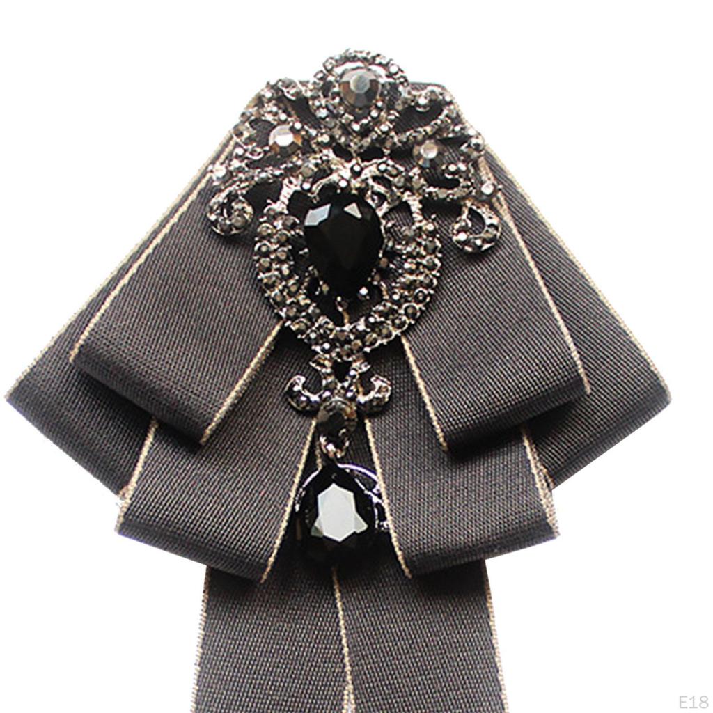 Bow Tie for Women Bowknot Necktie Vintage College Style Elegant Ribbon Formal Fashion Brooch Pin