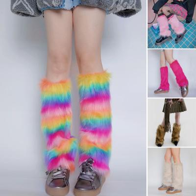 Fuzzy Kunstfell-Beinstulpen für Damen Mädchen Weiche Plüsch Fellige Stiefelstulpen