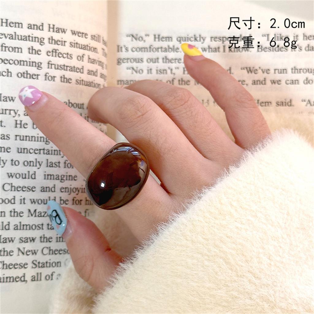 Vintage Braune Harz Breite Ringe Für Frauen Koreanische Geometrische Herz Rechteck Dicke Fingerringe Party Schmuck Zubehör