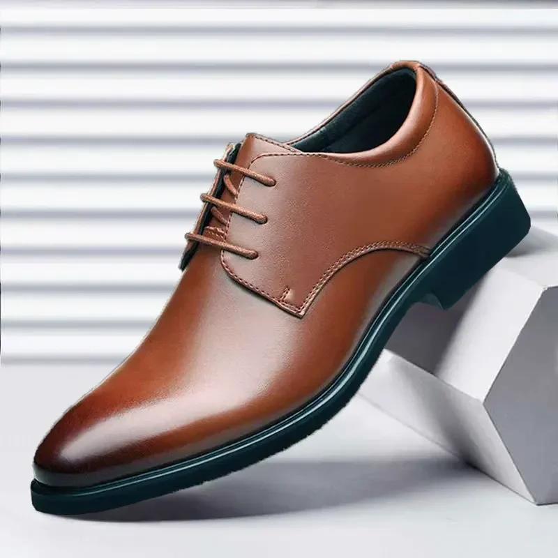 Men's Leather Shoes Lace Up Oxfords Spring Autumn Best Man Men's Business Formal Wear Casual Shoe Plus Size 47 Male Dress Shoes
