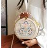Runde Umhängetasche mit Vintage-Stickerei, Handtasche mit Reißverschluss, klassische Trend-Nischen-Umhängetasche