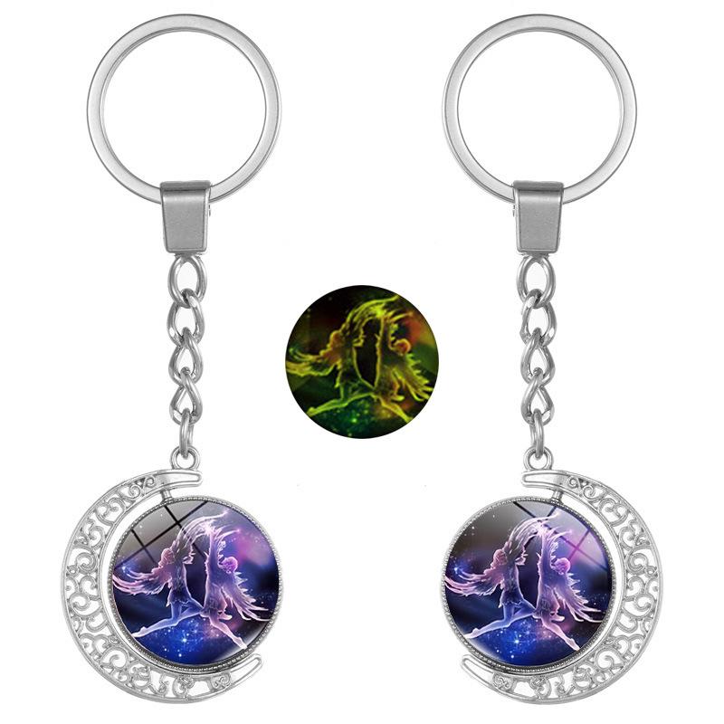Double-Sided Luminous Zodiac Keychain Pendant for Backpacks – Couple Gift Accessory