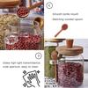 Glass Storage Jar with Wooden Lid and Spoon, Clear Coffee Bean Container for Kitchen Pantry, Airtight Food Canister for Tea Nuts