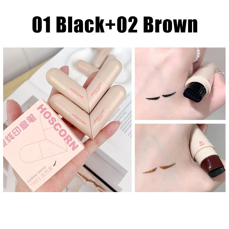 Double-headed Rotating Eyeliner Stamp Pen Long-Lasting Waterproof & Sweat-Proof Easy To Use for Beginners Lazy Makeup Stencil