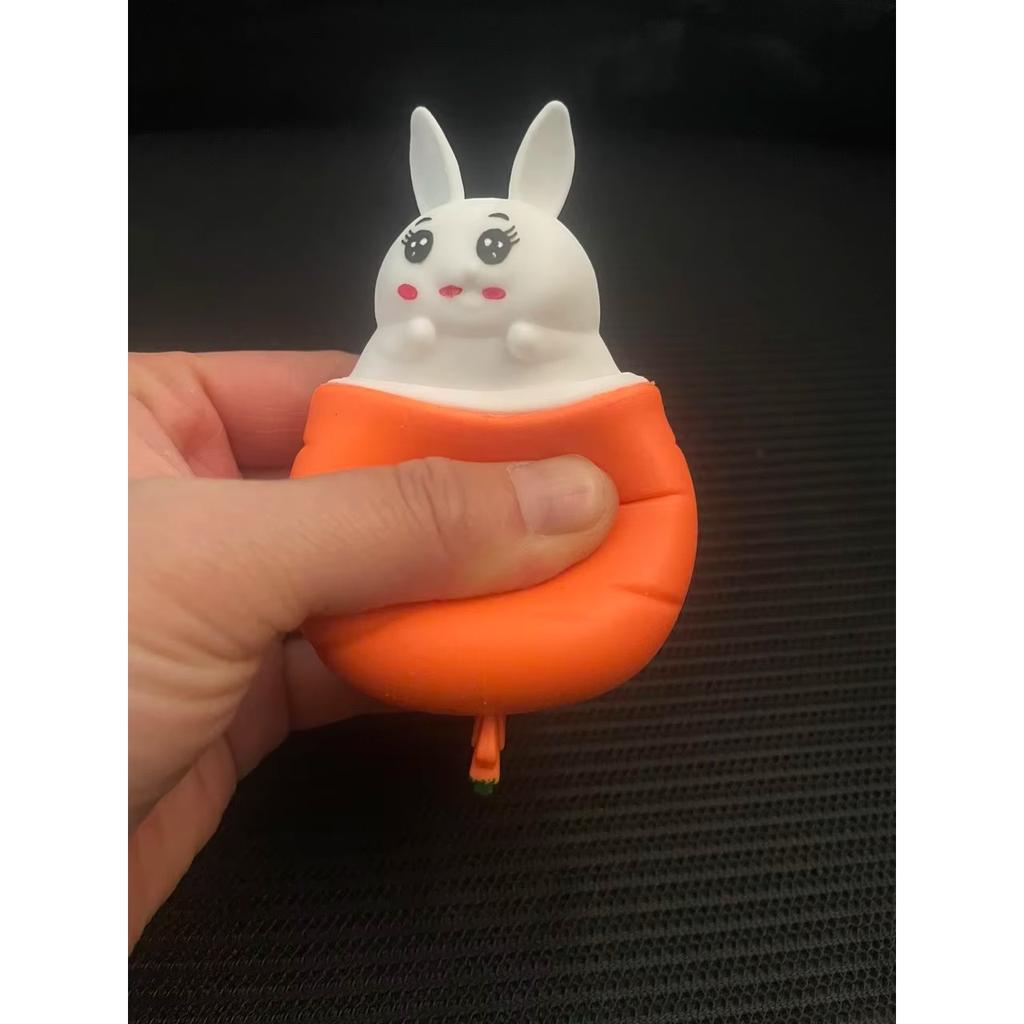 2pcs Squishy Carrot Rabbit Squeeze Telescopic Toys Kids Children's Radish Rabbit Cup Pinch Music Toy Creative Stress Relief Gift
