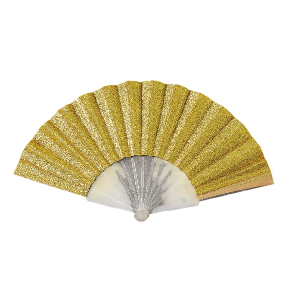 Foldable Portable Folding Fan Plastic Plain Fabric Hand Fan Chinese Elegant Silk Fan Handheld for Weddings Travel Party Dancing