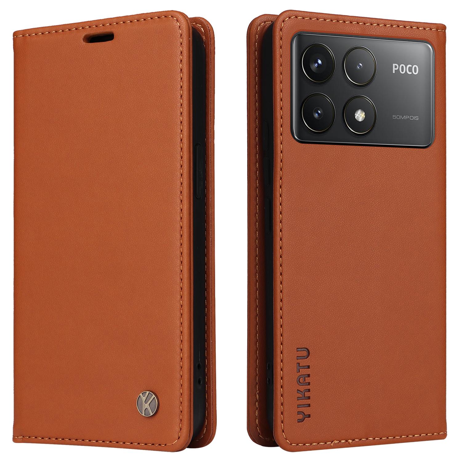 

YIKATU YK-001 For Xiaomi Poco F6 Pro 5G/Redmi K70 5G/K70 Pro 5G Stand Case PU Leather Phone Cover F