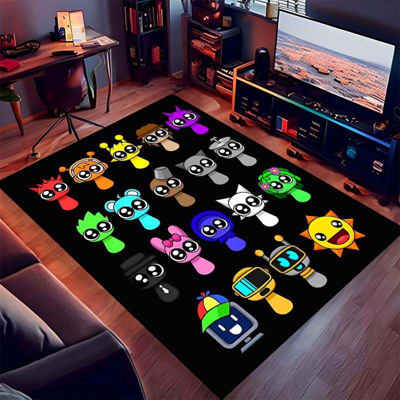 1pc Sprunki9 Print Area Rug - Soft, Washable Non-Slip Indoor Mat for Office Chairs, Living Room, Home Office Decorative Rug