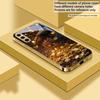 Dark burlap money bag For Samsung A73 A72 A71 A42 A56 A55 A54 A53 A52s A52 A51 A36 A35 A34 A33 A32 A16 Golden glass phone case