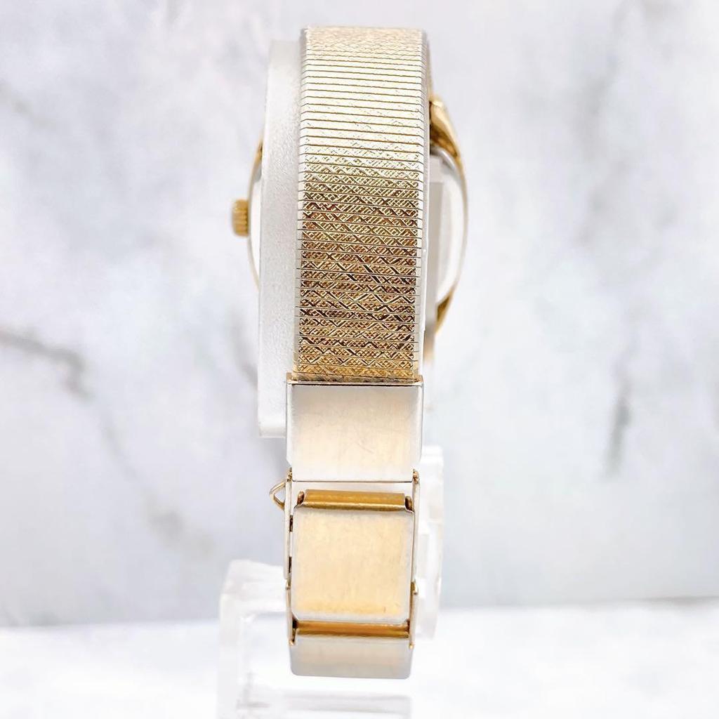 Used Working Item LONGINES Ladies Watch Square Gold Rectangular Golden Metal Band Vintage Antique Women