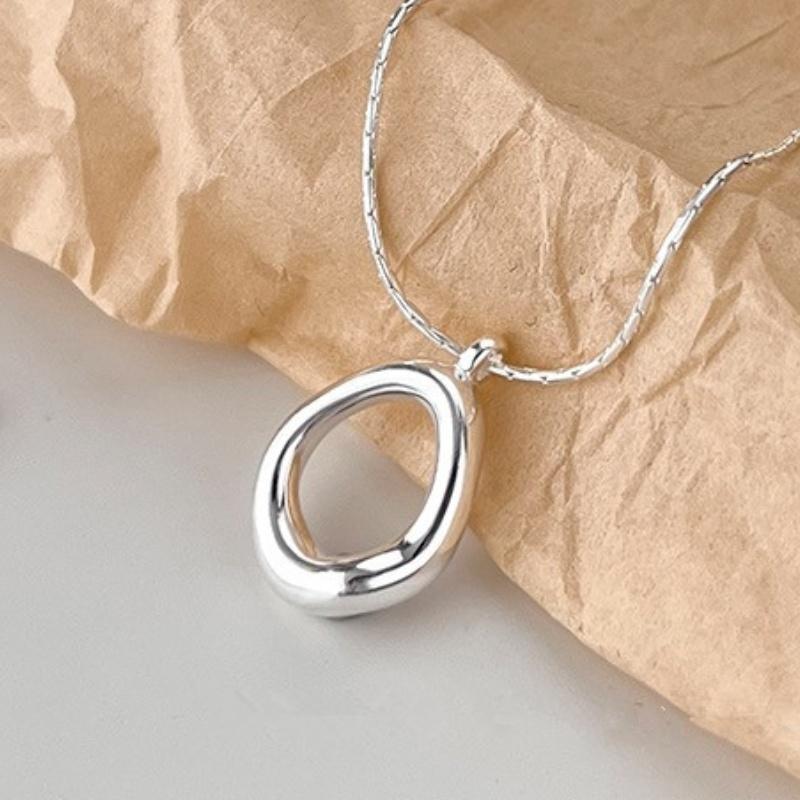 Simple Fashion Irregular Water Droplet Oval Pendant Necklace for Women Trendy Clavicle Choker Friendship Jewelry Accessories
