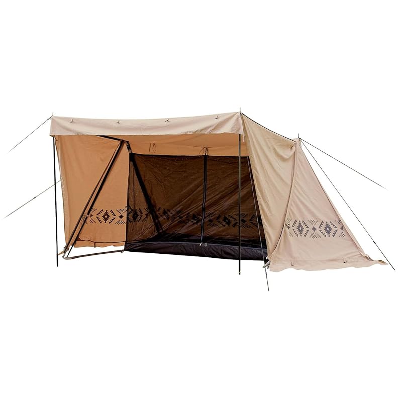 

[Campers Collection Yamazen] TC half shelter with skirt side wall bifurcated pole pup tent TC material With inner mesh military curtain tent solo tent