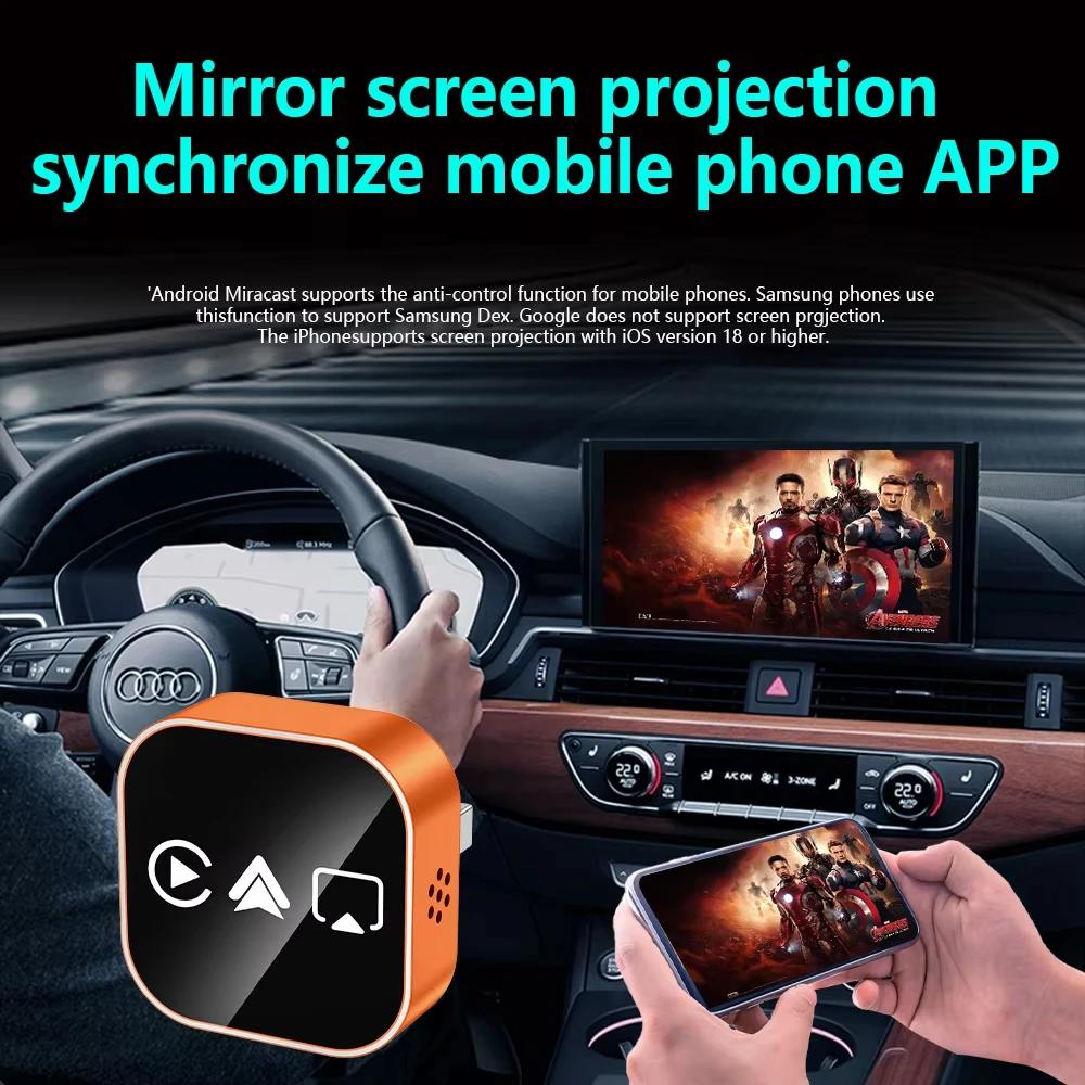 4-in-1 Wireless Carplay Adapter Android Auto Connect Airplay Mirror Link Screen USB Plug To Play for Apple and Android CarPlay