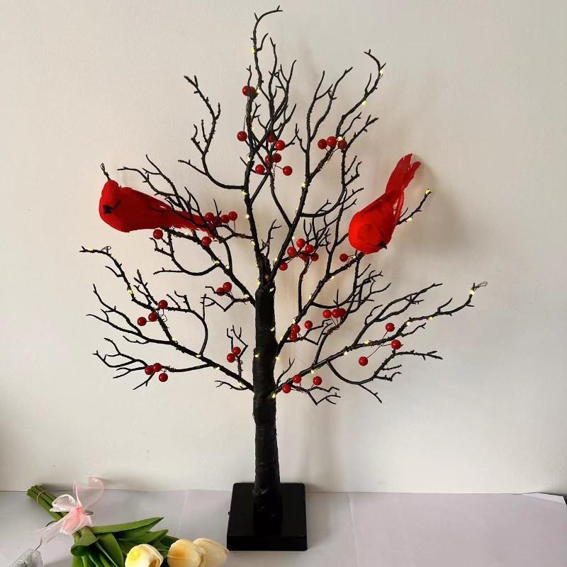 

Warm Light LED Christmas Tree Lights Featuring Red Bird Decorations-Bringing Bedroom Atmosphere Lighting Lamp