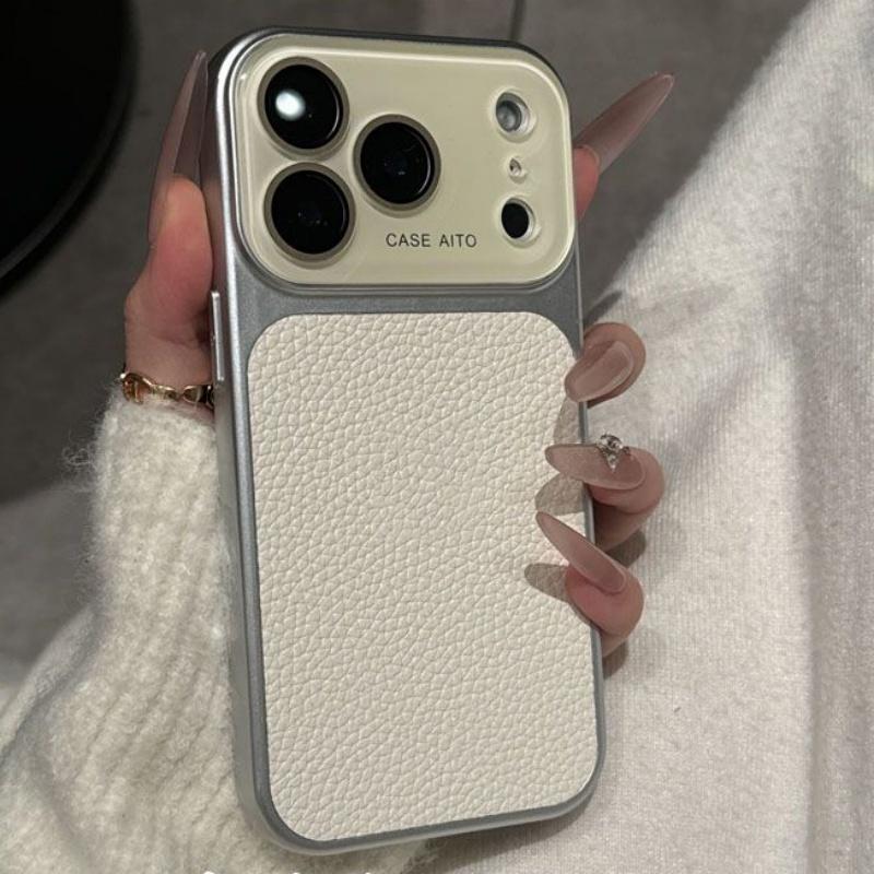 Luxury Crystal Large Window Candy Leather Case for iPhone 17 16 15 14 13 Pro Max 17Pro Shockproof Armor Bumper Plating Cover