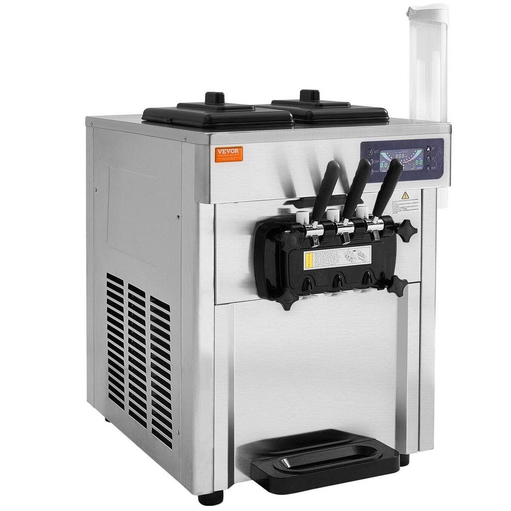 Commercial Soft Serve Ice Cream Machine Maker 18-28 L/H Yield 3-Flavor
