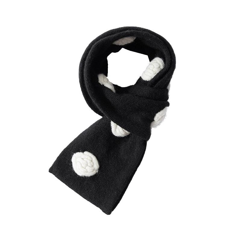 Unisex 100% Cashmere Camellia Flower Neck Warmer Scarf