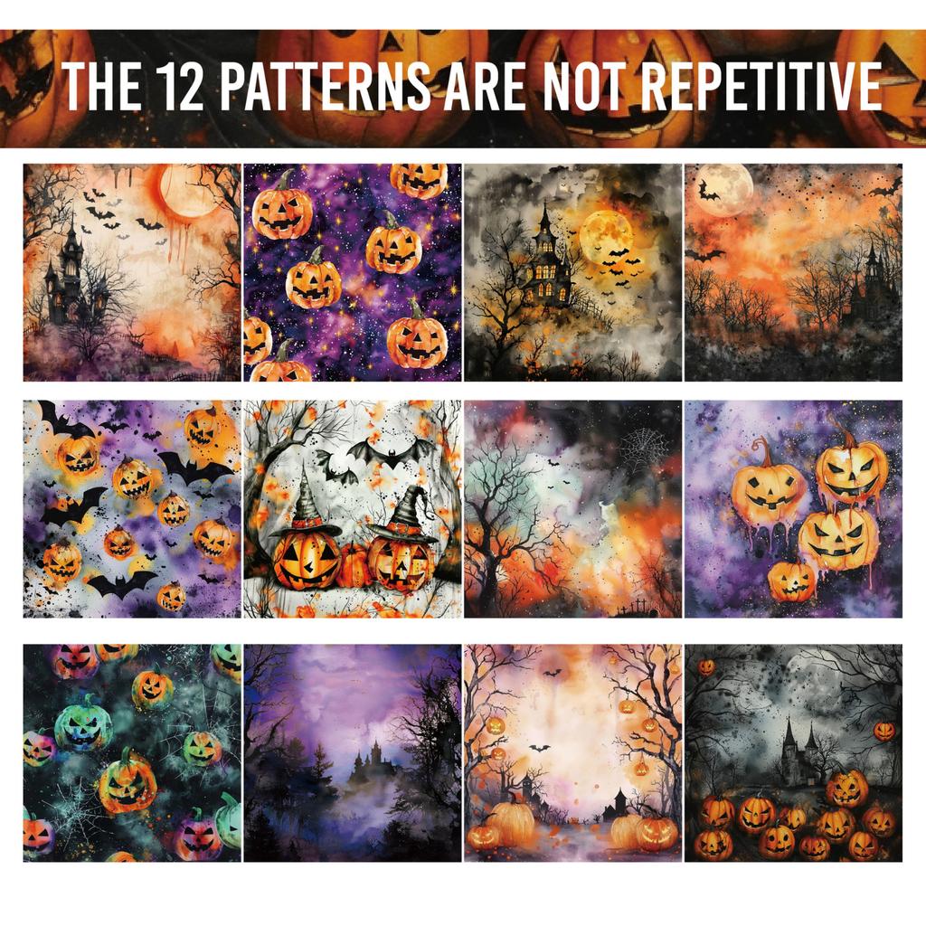Halloween Pattern Paper Set, Decorative Paper For Card Making, Crafting, Scrapbooking, Decoration