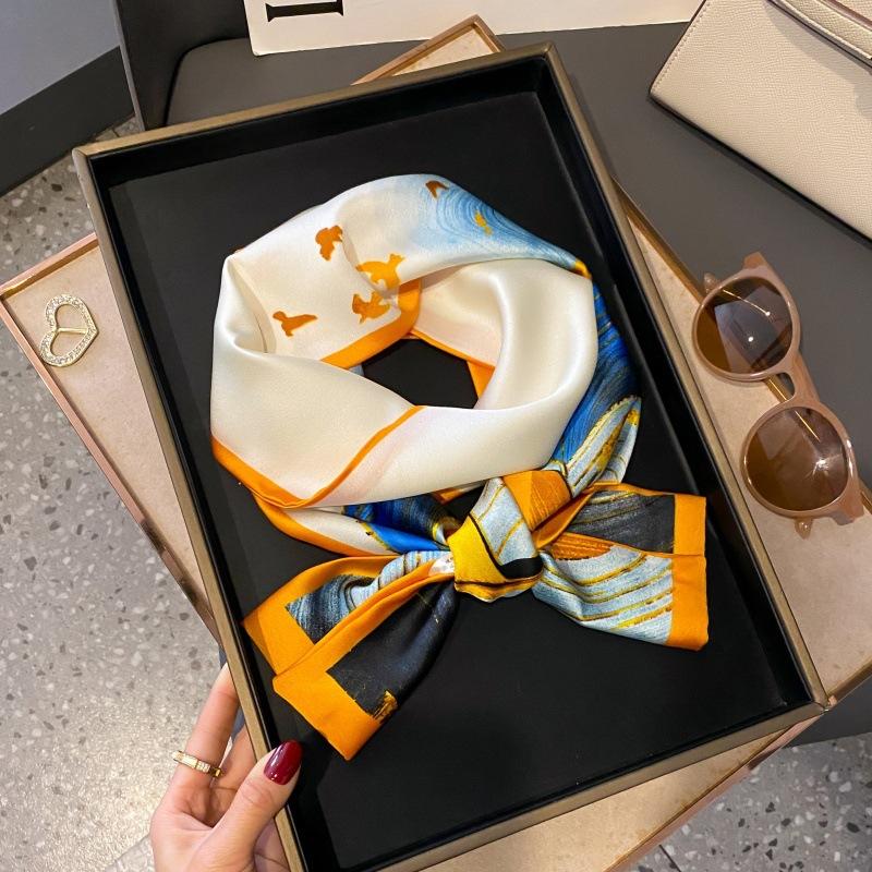 Satin high-end tied hair long silk scarf headband elegant and simple versatile hair band headband streamer hair accessories women's tied bag