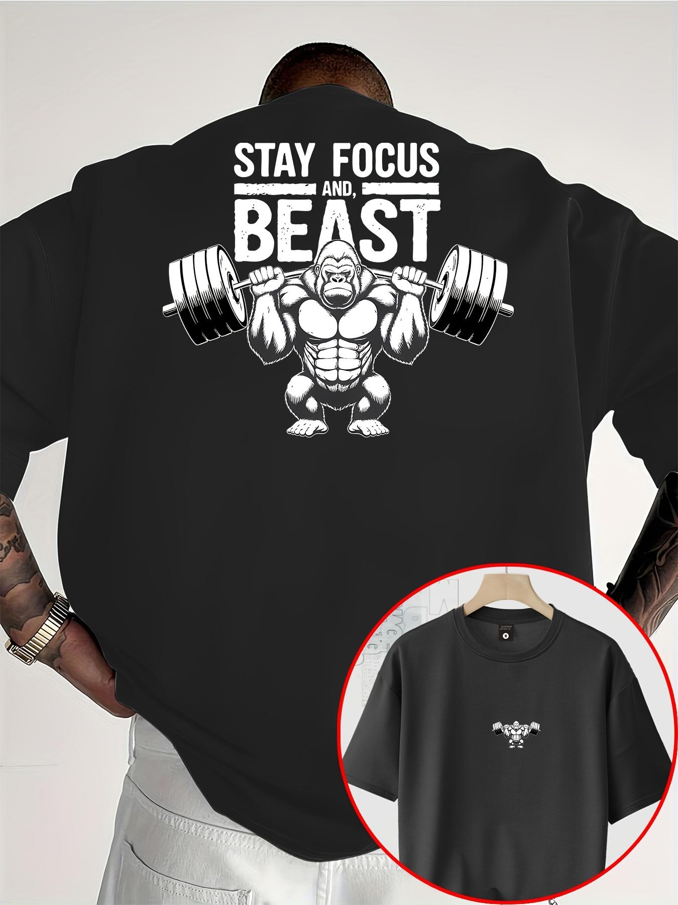

Black Cotton TShirt Gorilla Graphic Fitness Style Cool Casual Streetwear Mens Workout Muscle Athletic Shirt - Men s Summer Co... S разноцветный