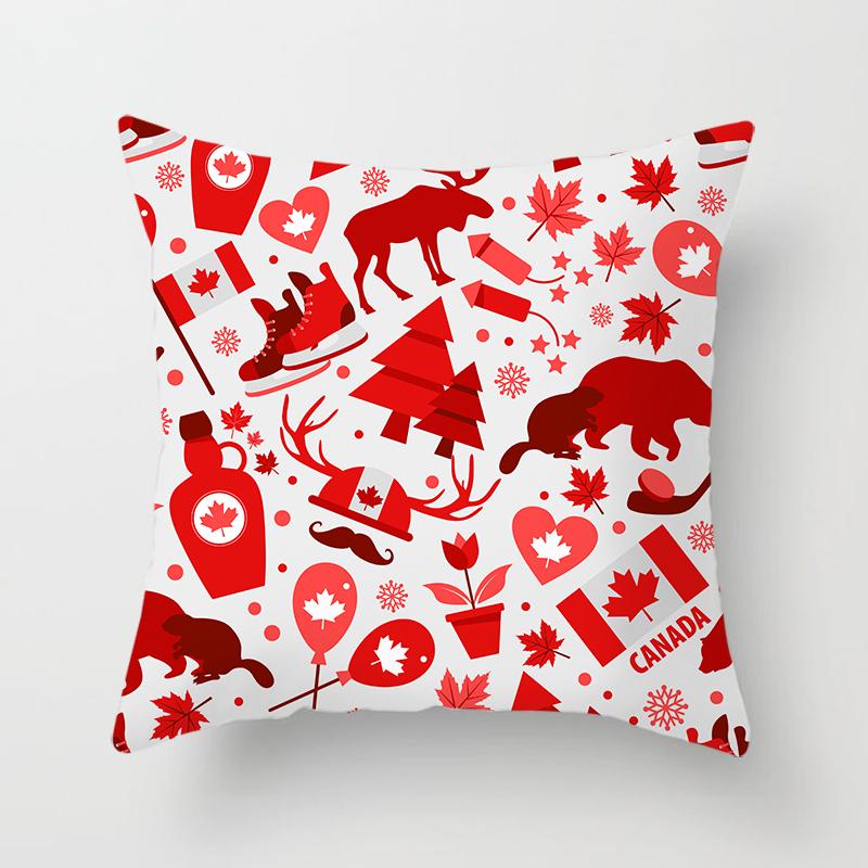 Merry Christmas Printed Red Pillowcase  Style Cushion Cover Home Sofa Decor Throw