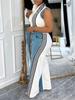 European and American Women's Sleeveless Patchwork Striped Jeans Two-piece Set - Summer Collection
