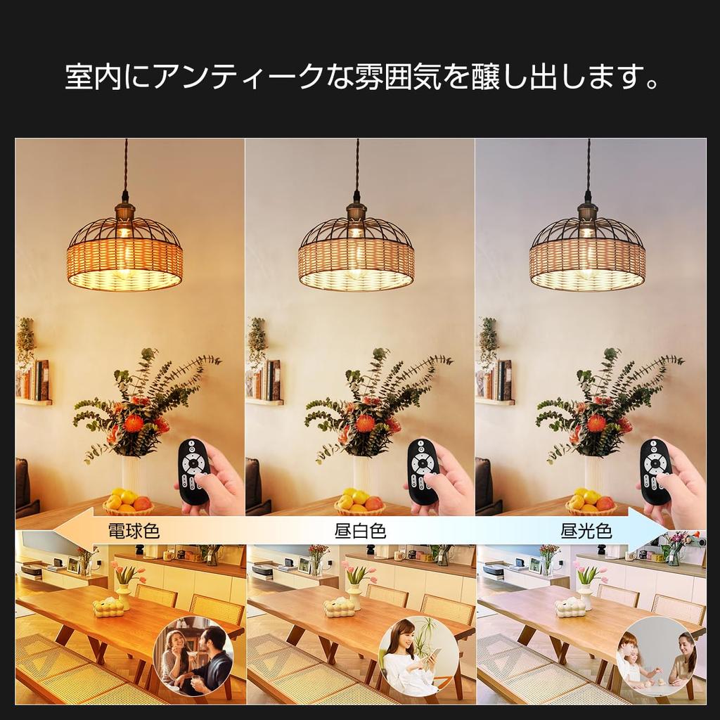 LVWIT Pendant E26 25cm Track with Ceiling Woven LED Bulb Color Temperature 6W Power Remote Cord 100cm Adjustable Suitable for Dining Living Night