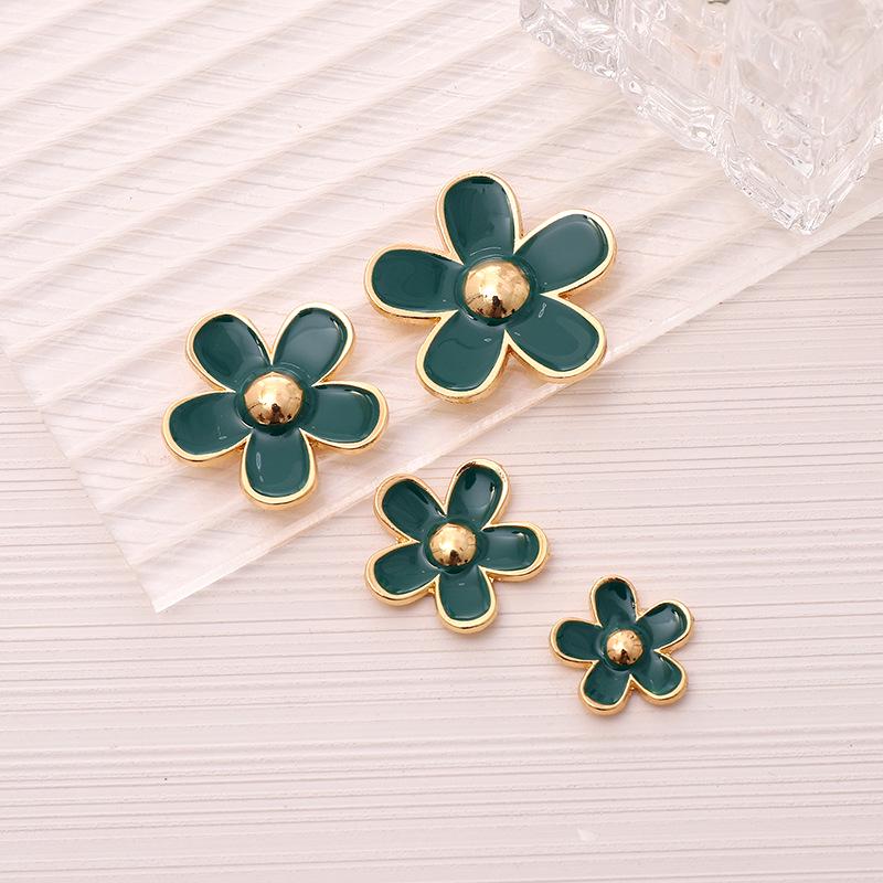 DIY Jewelry Accessories: Alloy Oil Drop Five-Petal Flower Stickers for Phone Cases & Shoes