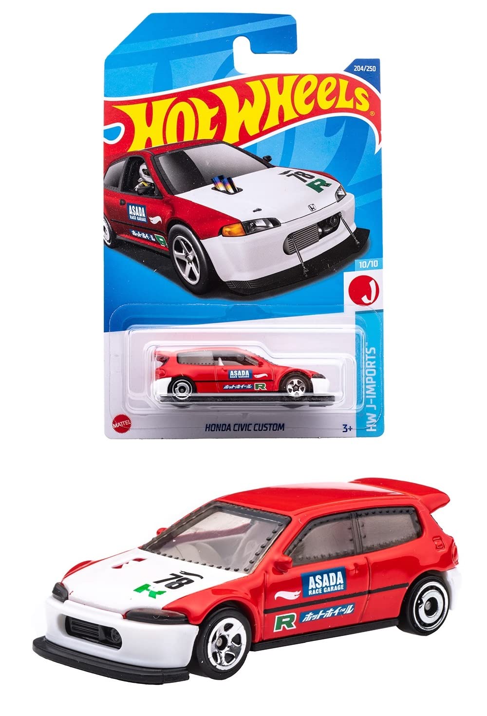 

Hot Wheels Базовая машинка Honda Civic Custom 3 и HHF74 Красный [Возраст от] 1/64