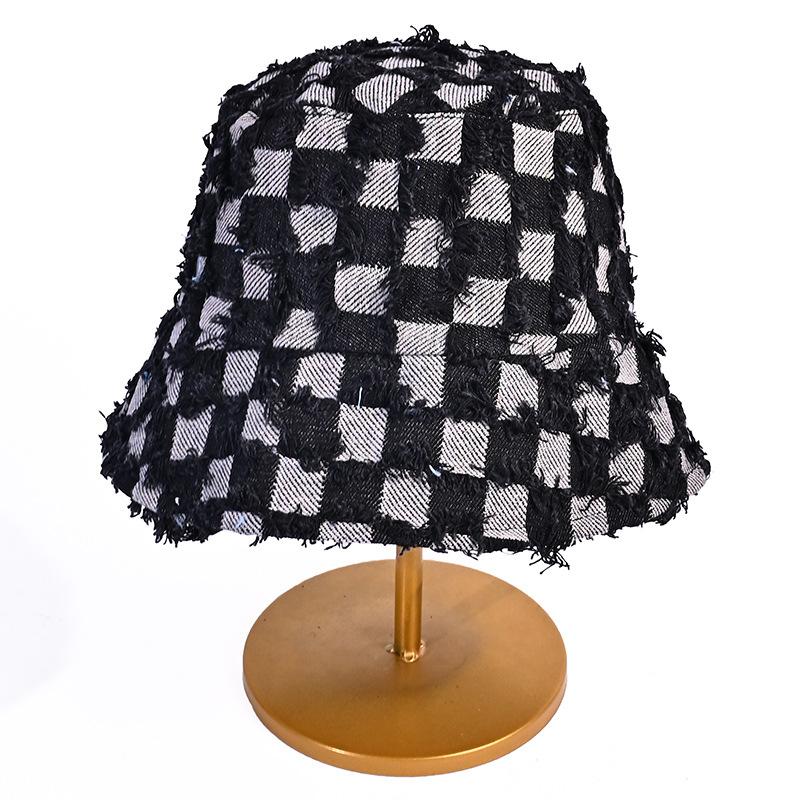 

Весенне-осенняя шляпа женская шляпа ковбоя с необработанными краями шляпа-панама в клетку универсальная для маленького лица солнцезащитная шляпа-котелок One Size