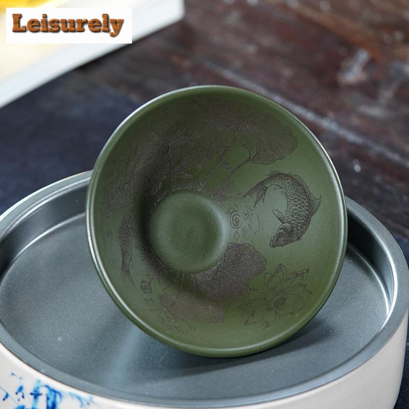 120ml Yixing Zisha Douli Lotus Teacup Zen Tea Bowl Sample Tea Cup Tea-tasting Smelling Cup Chazhan Master Cups Cha Decoration