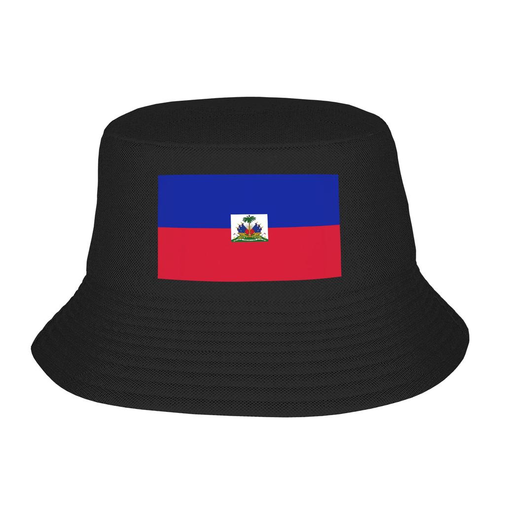 Haiti Grunge Flag Bucket Hat For Woman Beach Floppy Hat Casual Lightweight For Outdoor Sport Fishing Hat Bob Hat