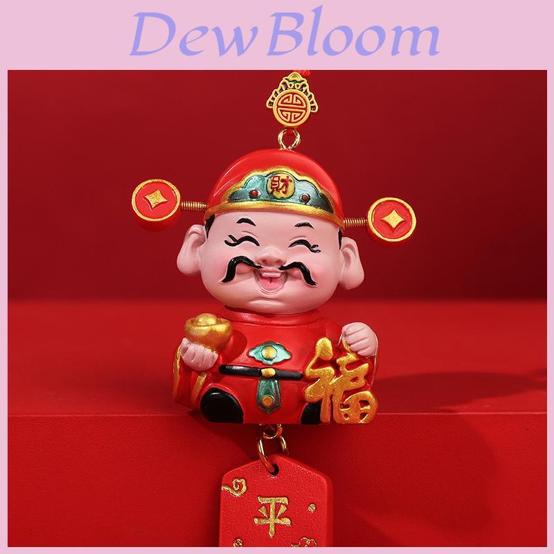 Traditional Car Pendant Resin Lucky God Rearview Mirror Decor For New Year Celebration