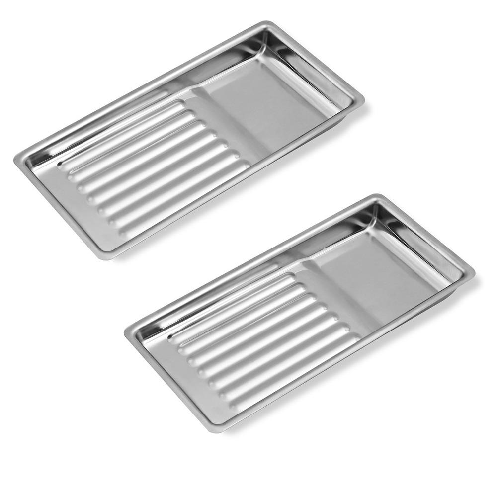 

2Pcs High-temperature Resistant Nail Art Sterilizing Tray Tattoo Supplies Organization серебряный