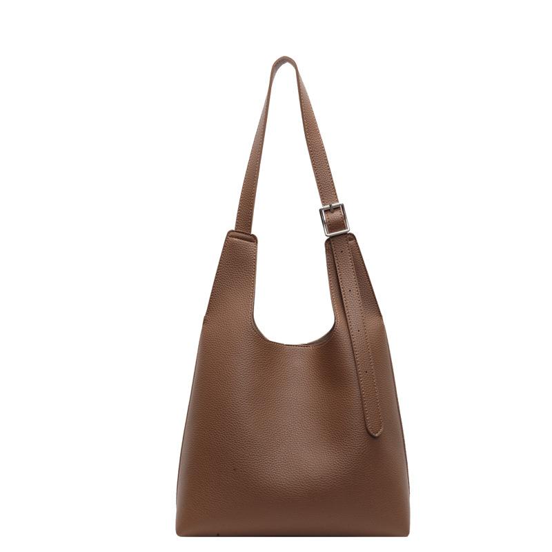 New Simple Shoulder Bucket Bag Daily Commute Retro Texture Tote Fashion Tote Bag