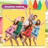 7Pcs Crayon Apron Costume Set 7 Color Polyester Halloween Crayon Costume with Cone Hat Adjustable Cooking Apron Unisex for Party