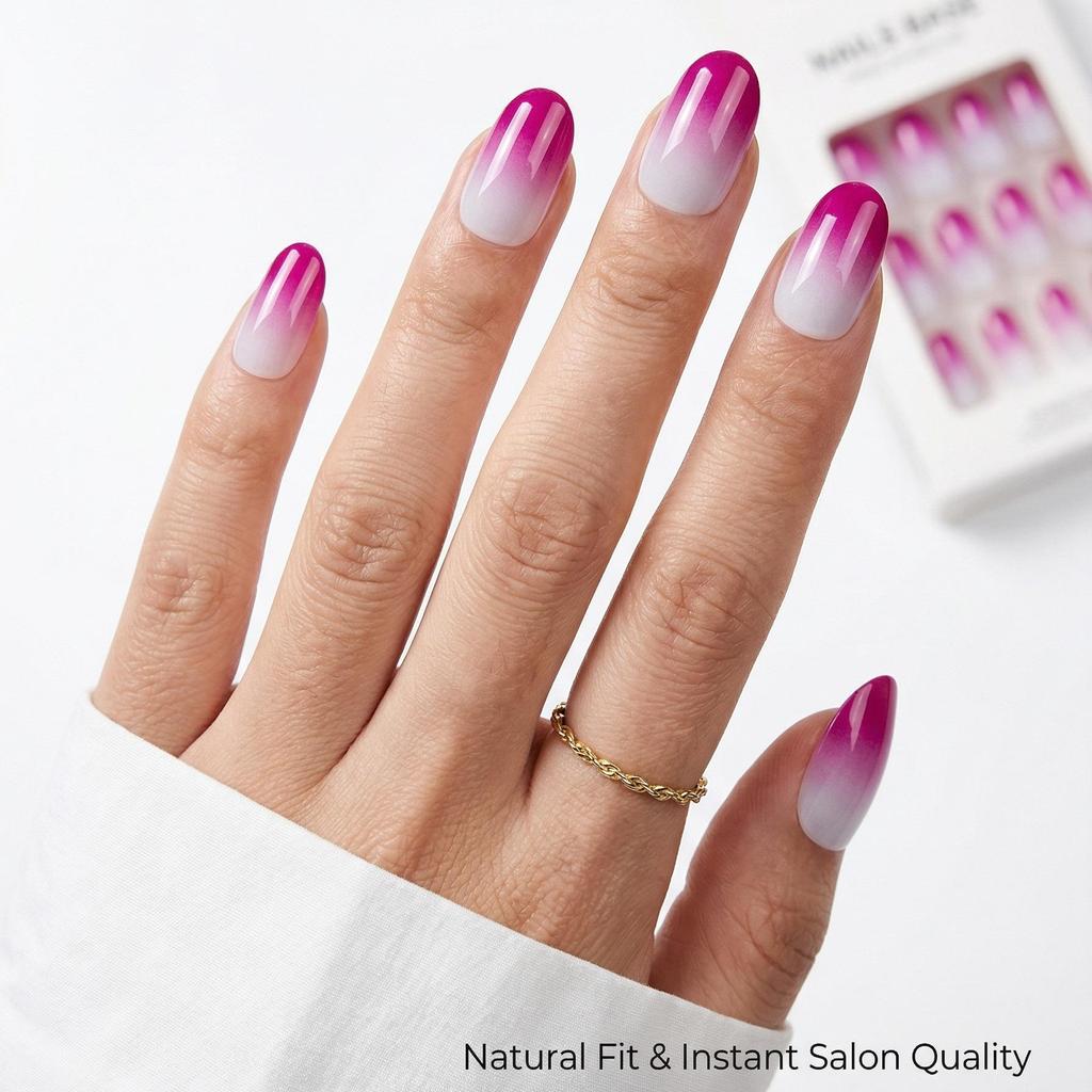 Hochwertige tragbare künstliche Nägel im Mandel-Nude-French-Stil – mittellange und lange Nagelspitzen