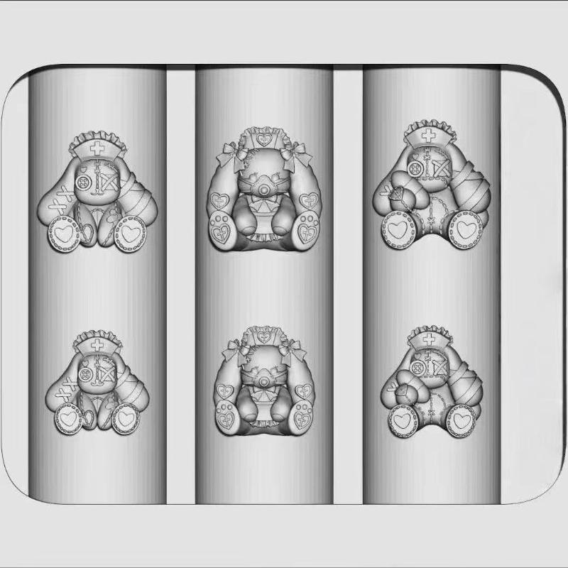 Cartoon Cute Lace Bow Rabbit Silicone Nail Molds Transparent Carving Nail Template Manicure Design Tool Diy Nail Art Decoration