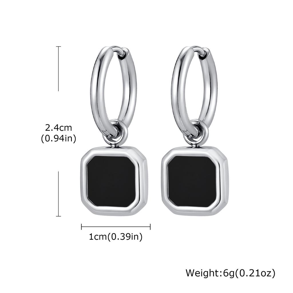 Stylish Men's Huggie Hoop Earrings,Trendy Natrual Stone Stainless Steel Square Ear Drop,Luxury Birthday Party Anniversary Gift
