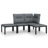 VidaXL Salon de Jardin 4 pcs, Ensemble de Meubles de Terrasse, Mobilier d'Extérieur, Chaise de Patio, Moderne, Noir et Gris 3187741
