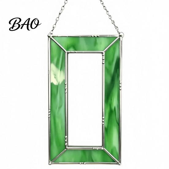 Holiday Commemorative Keepsake Acrylic Photo Frame Light Catcher, Retro Stained Glass Style Hanging Home Soft Furnishing Decor Display with