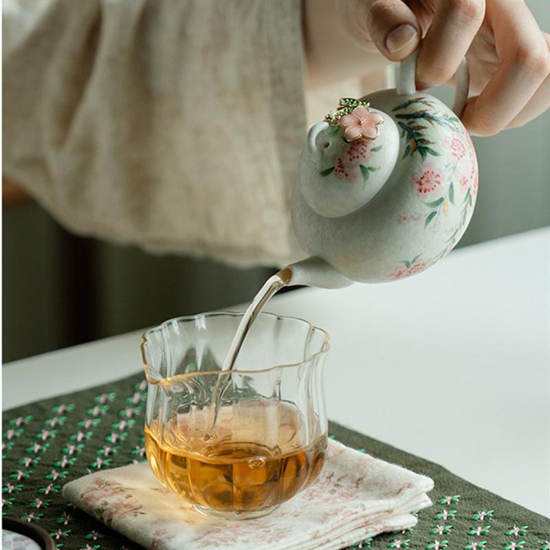 Chinese Handmade Flower Ceramic Teapot Household Ball Hole Filter Tea Pot Beauty Tea Infuser Kettle Travel Teaware Tea Set 120ml