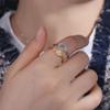 Gold Rhinestone Sun Ring Silver Couple Adjustable Ring Fashion Celestial Ring Set  Overlay