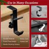 Adjustable Desk Hook Set-Black Anti-Slip Design, 3 Pieces For Bags, Headphones Storage Clamp