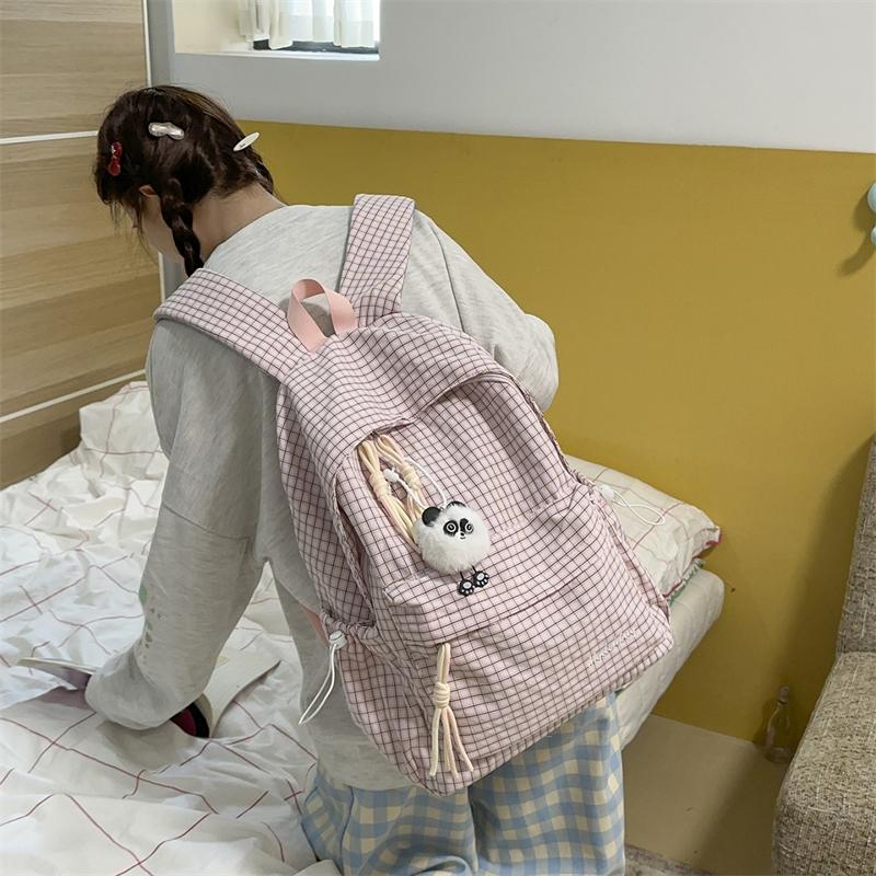 Campus Schoolbag Women's Plaid Backpack Student Large Capacity Backpack
