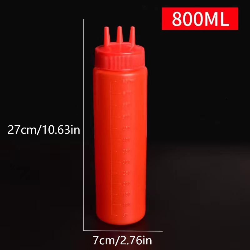 3 Holes Sauce Squeeze Sauce Bottles Condiment Dispenser With Lids Oil Bottle Kitchen Tool Seasoning Mustard Salad Storage Jar