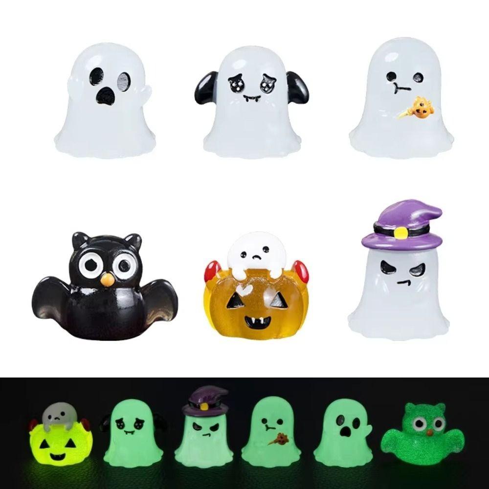 6pcs Set Micro Landscape Halloween Miniature Ornaments Glow In Dark Figurines  Dollhouse Decor