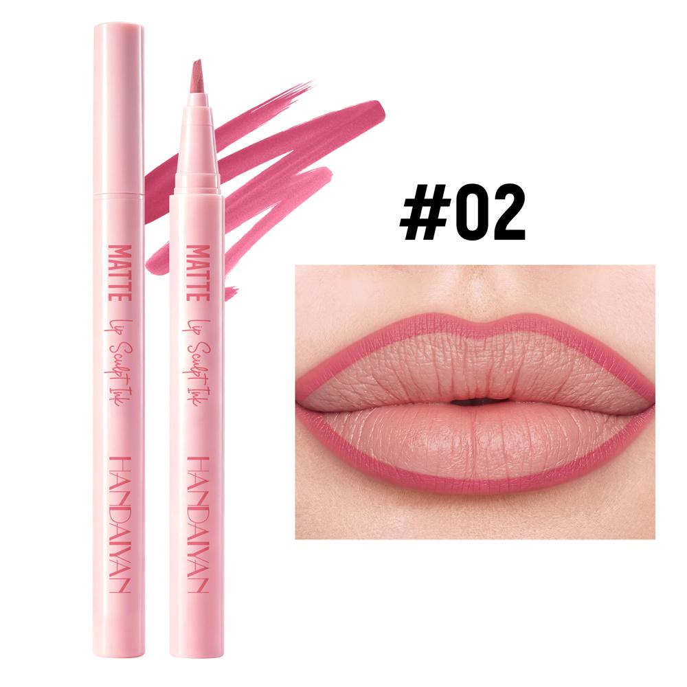 2-in-1 Lip Liner Lipstick Pen Waterproof Smudge-proof Non-stick Cup Lip Contour Pen Easy Coloring Non-fading Color Lips Makeup